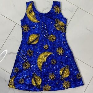 Little Attitudes fully embellished dress size 4 stars blue gold